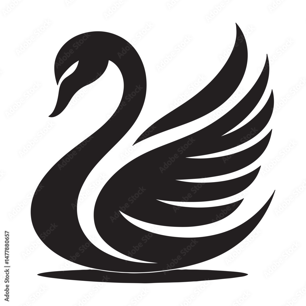 Fototapeta premium Black swan vector illustration