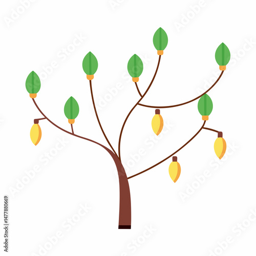 Tree-lights-on  Vector Illustration | Printable Holiday Graphic Design for Digital Download