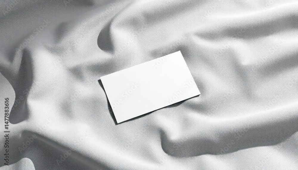 Minimalist business card presentation on soft, textured fabric background creating an elegant and clean brand identity Minimalist business card presentation on soft, textured fabric background creating an elegant and clean brand identity