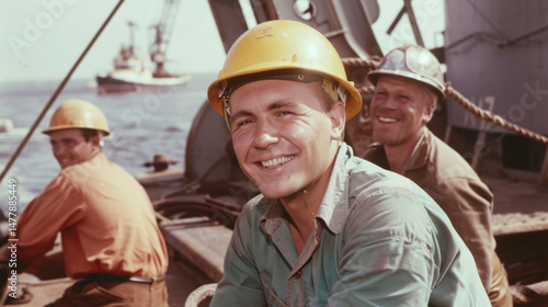 Vintage construction workers