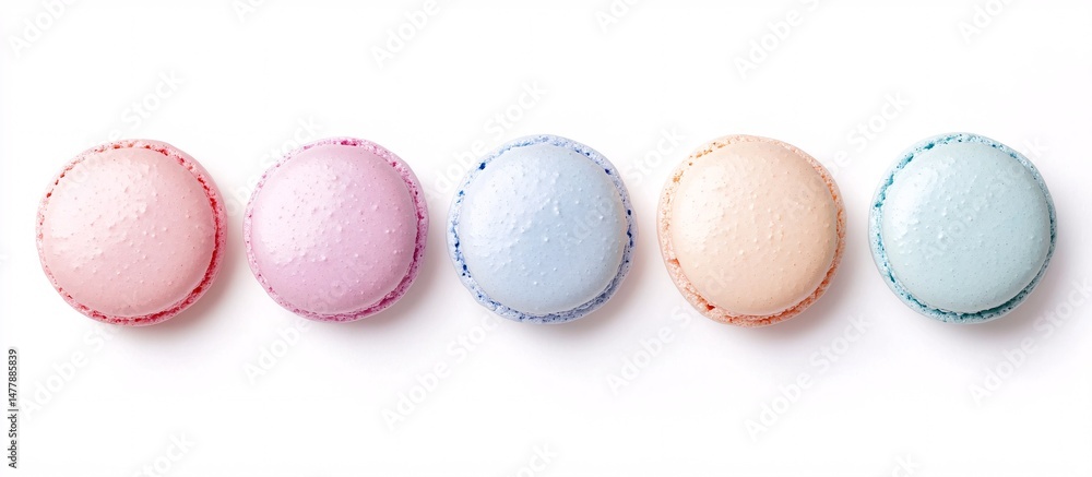 Obraz premium Colorful Assorted Macarons on White Background