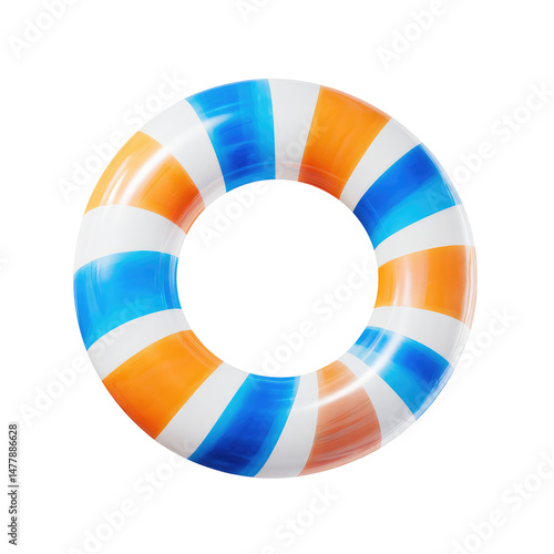 Colorful Inflatable Ring With Blue And  isolated on a transparent background