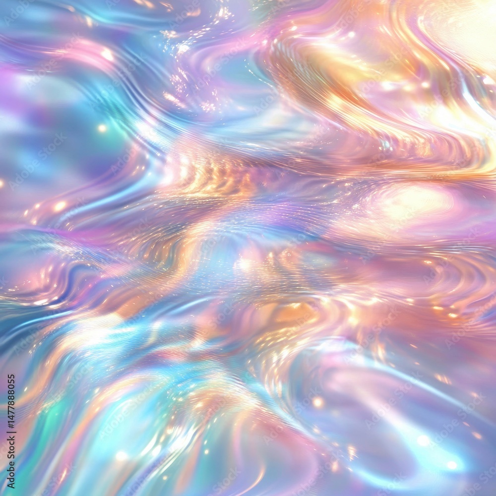 Fototapeta premium Holographic Iridescent Background with Shimmering Lights and Reflections