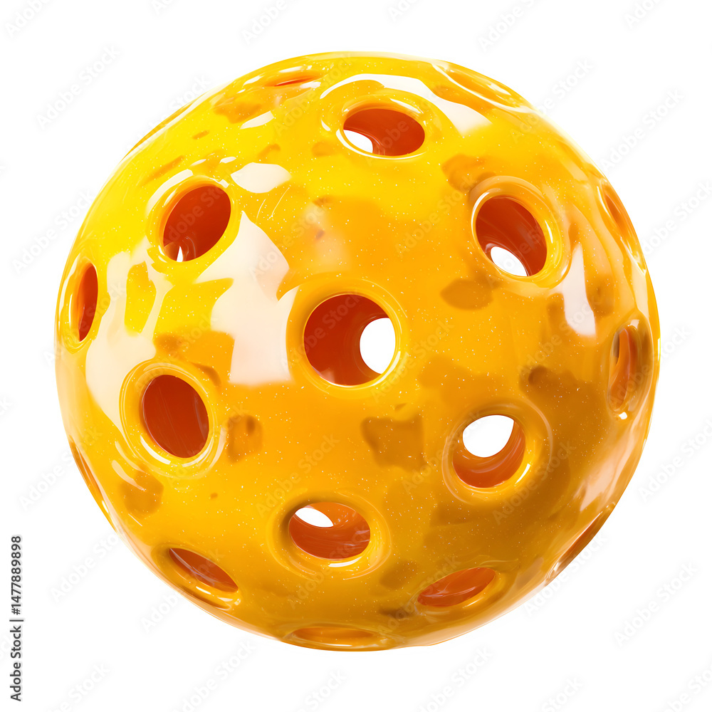 Fototapeta premium Yellow pickleball sports ball cutout on transparent background