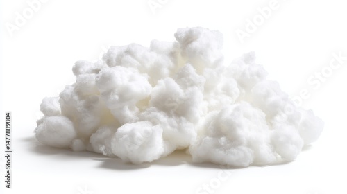 Soft Cotton Ball Pile on White Background for Textiles and Craft Projects, Ideal for Home Decor, Crafting, and Medical Uses
