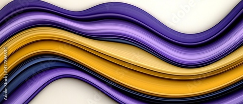 A vibrant abstract background illustration showcasing smooth flowing wavy lines in beautiful shades of purple, yellow, and deep blue colors.