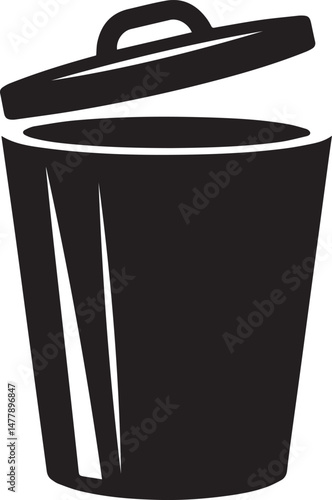 Trash Can Silhouette Vector | Waste Bin Black Vector Art Illustration for Clean Design Concepts