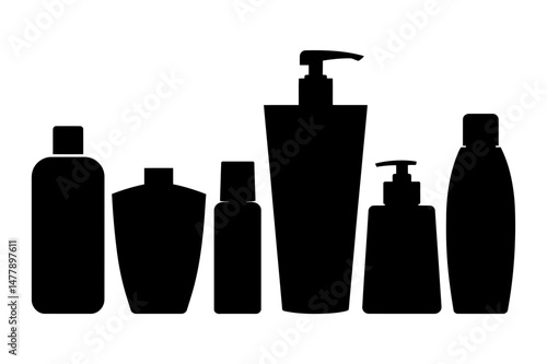 Cosmetic bottles silhouette beauty products vector