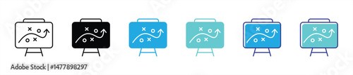 strategy icon set. contain action plan, management thin line and color style icon for your app and web. vector illustration