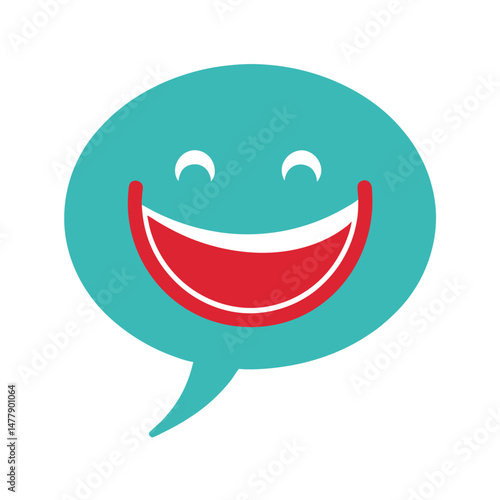Colorful smile speech bubble illustration communicating happiness and positive emotions