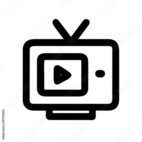 Television Set Icon Representing Video Playback and Media Viewing