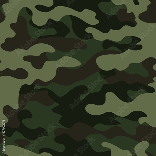 dark green seamless vector pattern, modern army military background