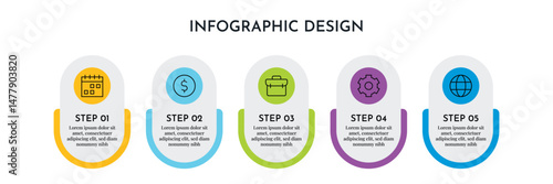 5 Option Infographics Layout Template. Illustration Business Abstract Background. Infographics Design.