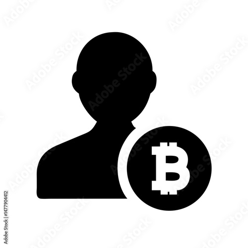 User Avatar with Bitcoin Coin Icon Representing Digital Currency or Crypto Identity