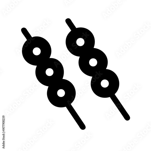 Yakitori or Dango Grilled Skewers Icon Representing Char-Grilled Japanese Street Food