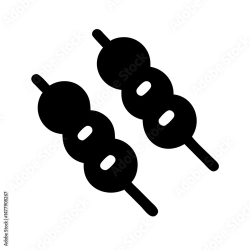 Yakitori or Dango Grilled Skewers Icon Representing Char-Grilled Japanese Street Food