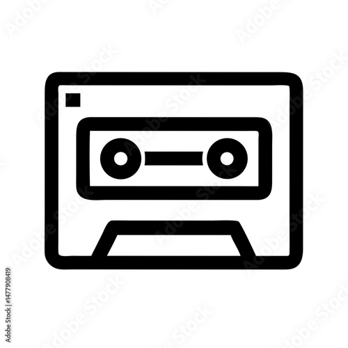 Audio Cassette Tape Icon Representing Analog Music Playback
