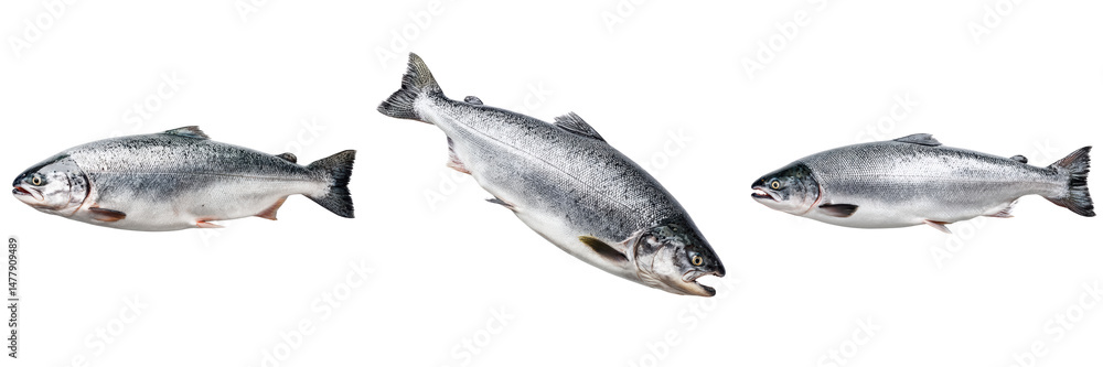 Naklejka premium Salmon fish isolated on transparent background fresh seafood nature