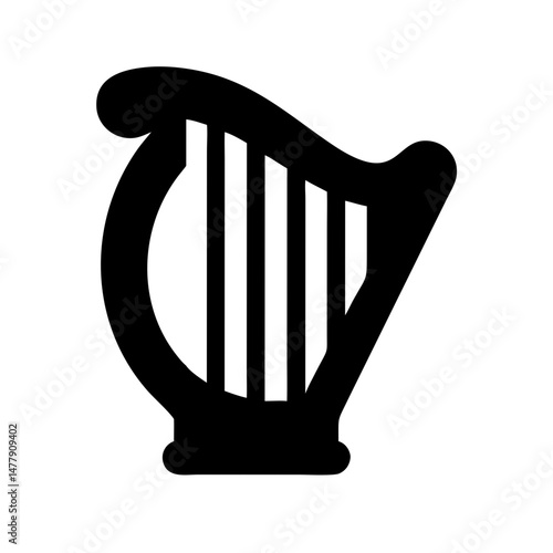 Harp Icon Representing Plucked String Musical Instrument