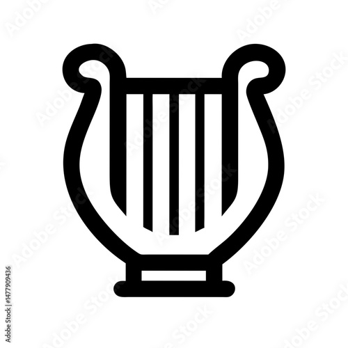 Harp Icon Representing Plucked String Musical Instrument