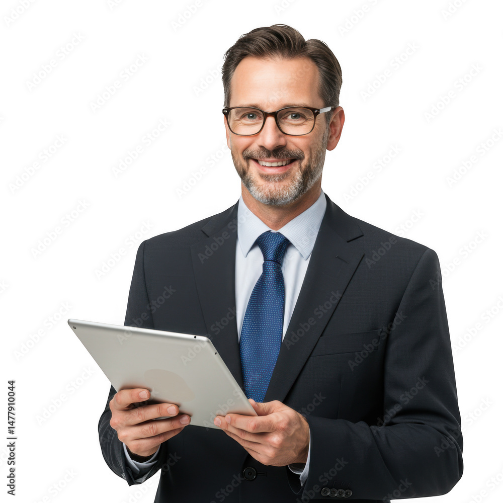 Smiling Businessman Holding Tablet Computer Smiling Businessman Holding Tablet Computer