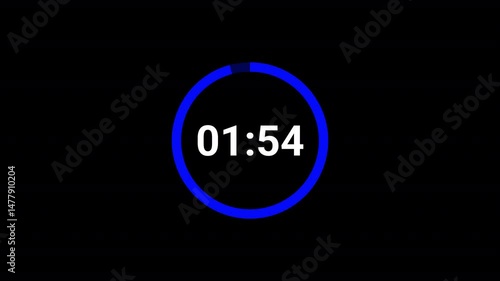 two minutes circle countdown timer, 2 minute countdown animation, animation of two minutes countdown on a transparent background.