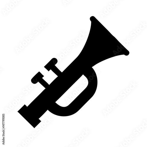 Trumpet Icon Representing Brass Musical Instrument