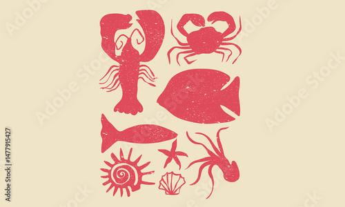 Ocean fish artwork for t shirt print, poster, sticker and other uses. Stay salty. Seafood club. Fish vintage artwork.