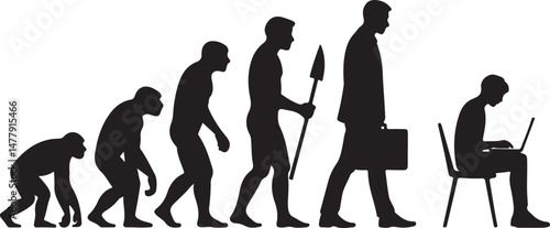 Silhouette of theory of evolution of man
