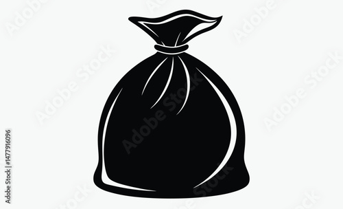 Garbage bag silhouette, Trash bag icon, Waste sack illustration