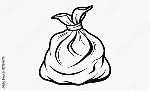 Garbage bag silhouette, Trash bag icon, Waste sack illustration