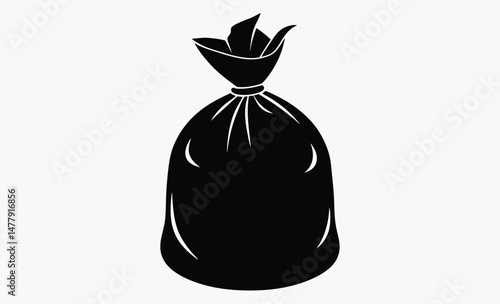 Garbage bag silhouette, Trash bag icon, Waste sack illustration