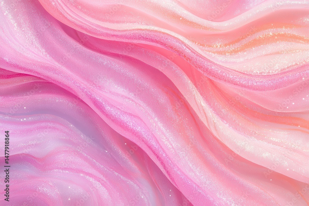 Obraz premium Pink Wavy Liquid Background with Glitter