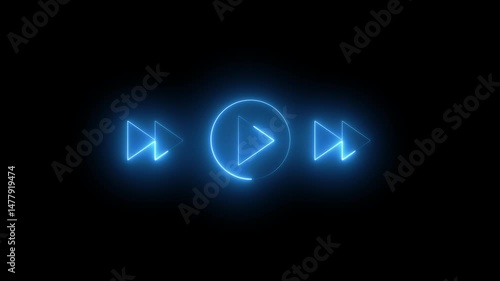 Wallpaper Mural Glowing neon audio player icon sound Time line or Video Track Player Icon.Neon music player interface with red glowing control buttons. Torontodigital.ca