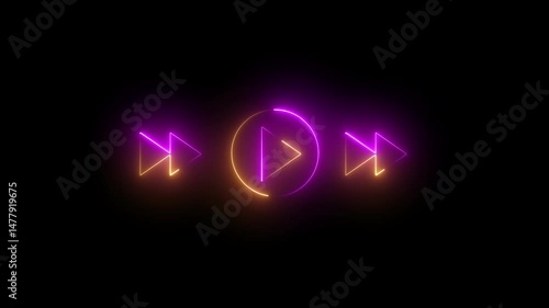 Wallpaper Mural Glowing neon Bar animation for video or music player on black background. Music player design icon. Torontodigital.ca