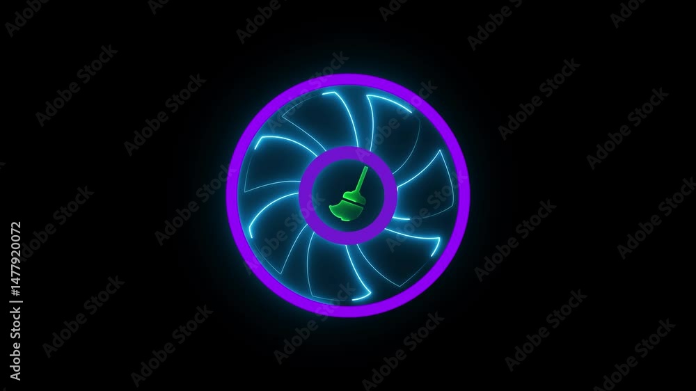 Glowing phone virus cleaner and antivirus seven wing special fan sign neon icon on black background . Glowing Neon Mop Icon Isolated, 3D Motion Graphic Representing Cleaning. Glowing phone virus cleaner and antivirus seven wing special fan sign neon icon on black background . Glowing Neon Mop Icon Isolated, 3D Motion Graphic Representing Cleaning.