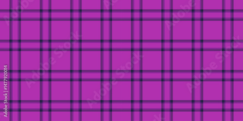 Real texture check tartan, korean plaid vector textile. Difficult fabric pattern seamless background in purple and violet colors.