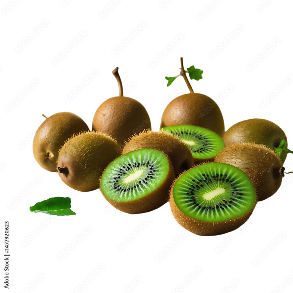 Fototapeta premium Kiwi Fruit Fresh Ripe Halves Isolated on White