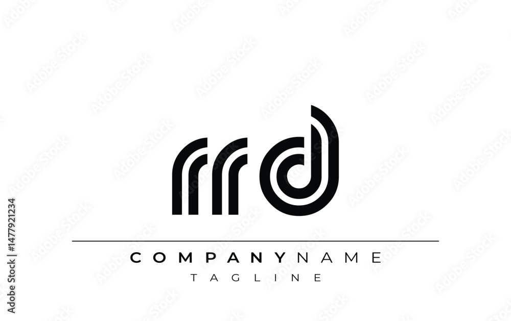 Fototapeta premium RRD Creative Unique Modern Letter Logo Design. Stylized logo featuring a unique letter design, presenting abstract minimalist aesthetics and modern appeal.