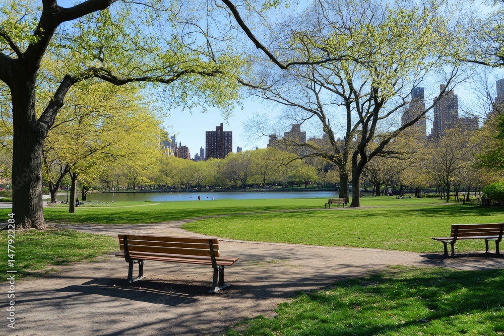 Springtime urban park scene Springtime urban park scene