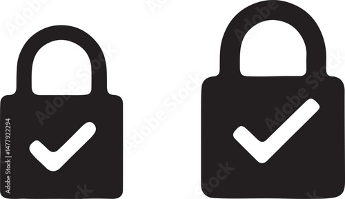 Vector security lock icon illustration depicts a closed padlock symbol for web safety and protection