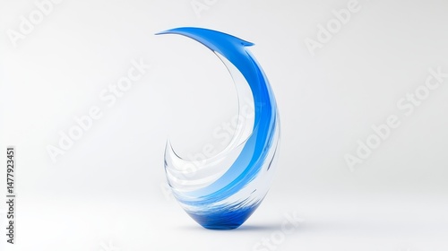 Free Download Elegant Blue Glass Sculpture - A stunning glass sculpture with flowing blue and clear glass design. Perfect for modern home decor - GFXLoad