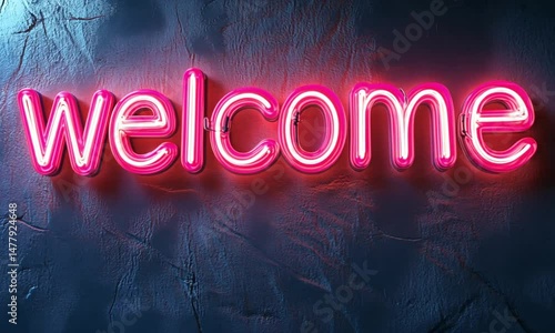 The blue illuminated neon sign displays the concept of business word on a digital screen, an illustration of internet text