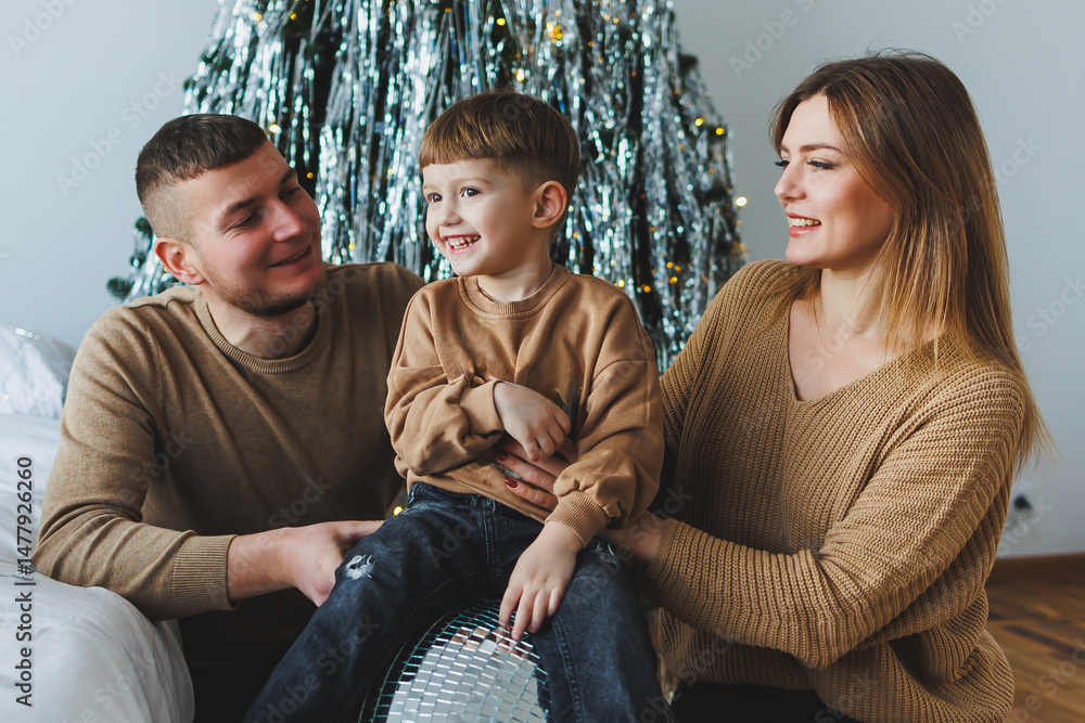A Joyful Family Portrait Celebrating Togetherness During the Blissful Holidays Within a Cozy, Festive Setting Filled with Love and Happiness, Capturing Cherished Moments with Family and Friends