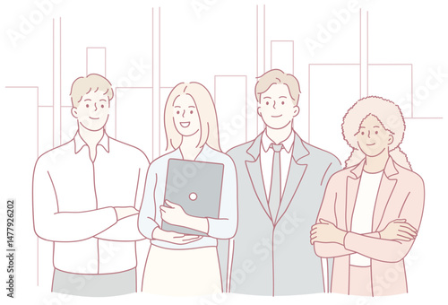 A skilled diverse team showcases exceptional teamwork and collaboration in a modern office that fosters growth