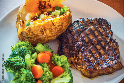 Grilled Steak with Baked Potato & Mixed Veggies