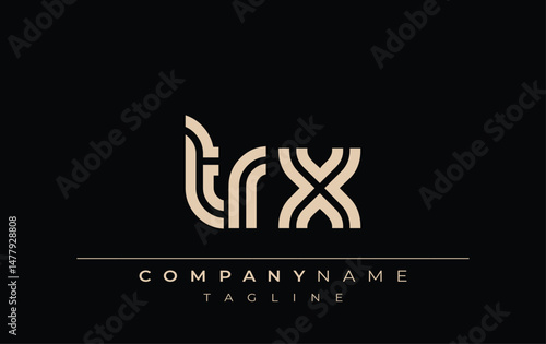 TRX Creative Unique Modern Letter Logo Design. Stylized logo featuring a unique letter design, presenting abstract minimalist aesthetics and modern appeal.