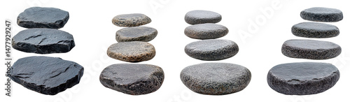 Collection of stepping stones isolated on transparent background