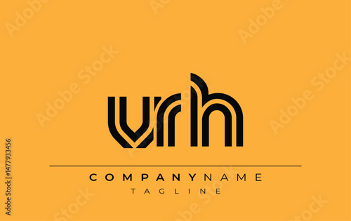 VRH Creative Unique Modern Letter Logo Design. Stylized logo featuring a unique letter design, presenting abstract minimalist aesthetics and modern appeal.