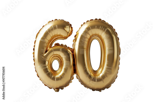 Golden Number Sixty Balloons Against Black Backdrop Celebrating 60th Anniversary